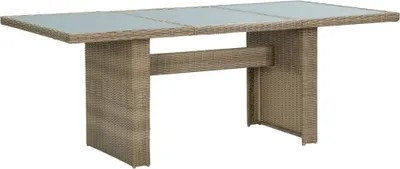 Obrázok produktu pre Maison Exclusive – Záhradný jedálenský stôl, hnedý, 200 × 100 × 74 cm, sklo a polyrotang