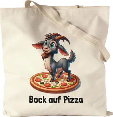 Produktbild von Bock Auf Pizza Tragetasche natur Ziegenliebhaber Pizzaliebhaber Lustige Sprüche Humor Geschenk