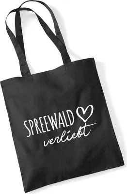 Produktbild von Huuraa Jutebeutel Spreewald verliebt 10 Liter Black Baumwolle Tasche Geschenkidee