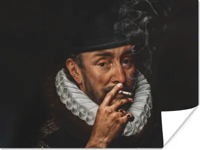 Produktbild von MuchoWow® Poster Wilhelm von Oranien - Adriaen Thomasz - Zigaretten 160x120 cm - Foto Plakat