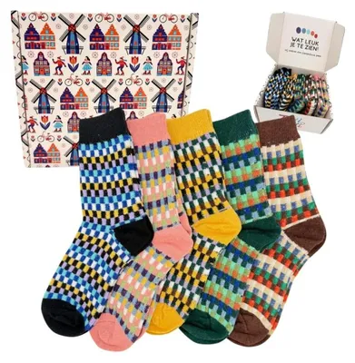 Productafbeelding van Vintage Winter Sokken Set - 5 Paar Dames Sokken