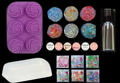 Produktbild von GKA Streuselseife Seifenherstellung Set Rosen mit vielen bunten Streusel Aloe Vera Rohseife und viel Zubehör Seife selber machen Rose