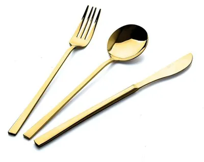 Produktbild von Hermia Concept, Hochwertiges Besteckset (36 Teile), 100% Edelstahl, Gold | 6 Esslöffel, 6 Gabeln, 6 Messer, 6 Dessertlöffel, 6 Dessertgabeln, 6 Teelöffel | Elegantes Design für jeden Tisch.