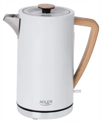 Obrázok produktu pre Adler AD 1347W, 1,5 L, 2200 W, Biela, Drevo, Nerezová oceľ, Indikátor úrovne vody