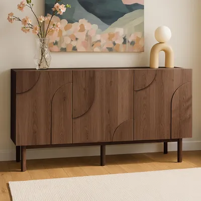 Produktbild von 3-türiges Sideboard aus Melamin 160 cm dunkler Holzeffekt - Oviala Thea
