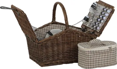 Produktbild von Picknickkorb weide braun 4 Personen Kühltasche Besteck mit Henkel