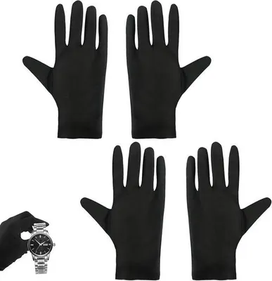 Obrázek produktu pro Černé bavlněné rukavice proti prachu, omyvatelné, pružné, ochranné rukavice, měkké, prodyšné, suché ruce, péče o krásu, kontrola šperků, doplněk na večírek