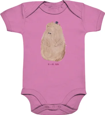 Produktbild von Mr. & Mrs. Panda babykleidung body Murmeltier 6. - 12. Monat - Bubble Gum Pink - Geschenk, Babybody, Freundlichkeit, kurzarm, babyanzug, Respekt, strampelanzug, Knigge