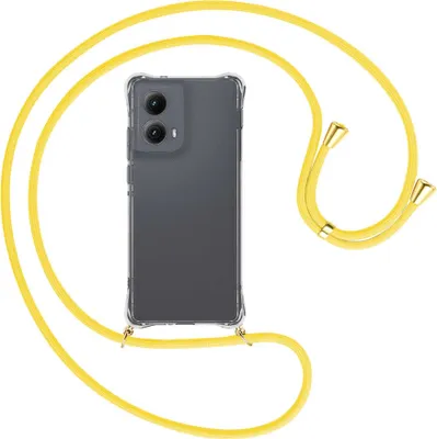 Produktbild von Handykette Backcover-Schutzhülle mit Band (Metall goldfarben) für Motorola Moto Edge 5G (2024) - gelb