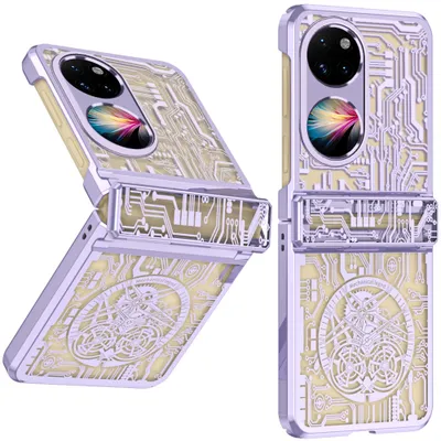 Obrázek produktu pro Pouzdro pro Huawei P50 Pocket galvanizované ochranné pouzdro s ochranou pantu Fialová