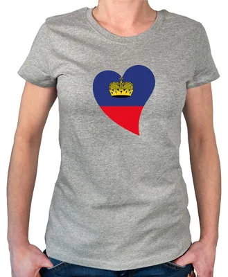 Produktbild von Huuraa Damen T-Shirt Liechtenstein Flagge Herz XL Sport Grey Bio Baumwolle Fairtrade Damenshirt Geschenkidee