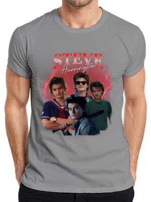 Produktbild von Steve Harrington Stranger Serienfan Geschenk Babysitter Hawkins Herren T-Shirt, Grau, 3XL