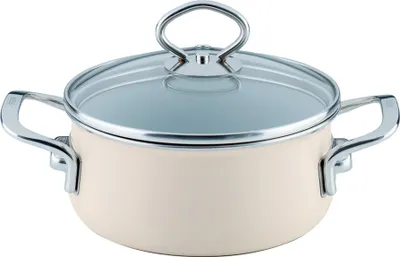 Obrázek produktu pro Riess kastrol se skleněnou poklicí Ø16cm 1,3L Avorio smaltovaný