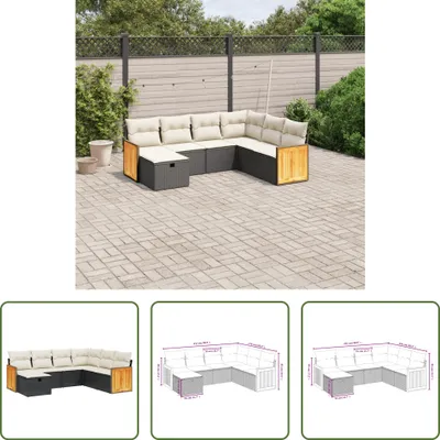 Produktbild von The Living Store 7-tlg. Garten-Sofagarnitur mit Kissen Schwarz Poly Rattan