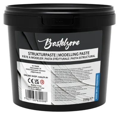 Strukturpaste 3,5 kg, weiß, feinkörnig, für Acrylmalerei und 3D-Effekte