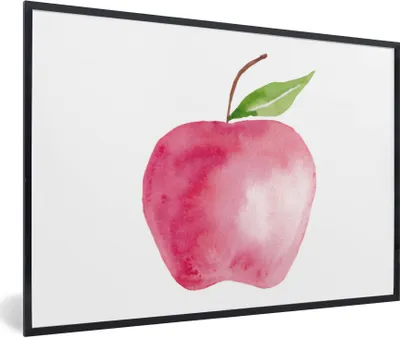 Produktbild von MuchoWow® Gerahmtes Poster Apfel - Obst - Weiß 30x20 cm - Poster mit Schwarzem Bilderrahmen Wandposter Rahmen Foto Bilder - Kunstdruck - Bild-Poster