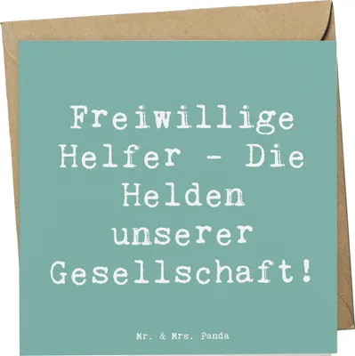 Produktbild von Mr. & Mrs. Panda Grußkarte Spruch Freiwilliger Held - Meeresbrise - Geschenk, Danke sagen, Freiwilligenarbeit, Anerkennung, Bedanken, anlasskarte, Helfer, Gemeinschaft