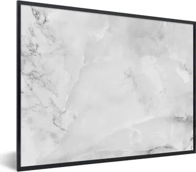 Produktbild von MuchoWow® Gerahmtes Poster Marmor - Stein - Weiß - Grau - Marmoroptik 80x60 cm - Poster mit Schwarzem Bilderrahmen Wandposter Rahmen Foto Bilder - Schwarzem - Mit Gestell