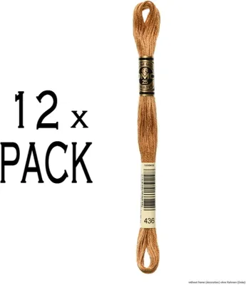 Image de 12 fils DMC Mouline Special 117mc pour broderie, référence -436, 6 brins, 8 mètres