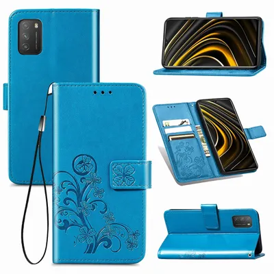 Immagine prodotto di Custodia protettiva per smartphone Xiaomi Poco M3, tipo flip case, con scomparto per carte, colore blu