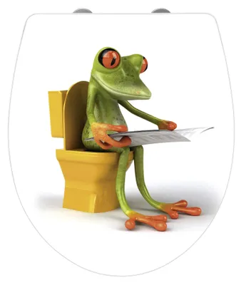 Produktbild von WENKO WC Sitz Toiletten Klo Deckel FROG NEWS Absenkautomatik Frosch Bad Acryl
