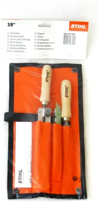 A Stihl sharpening kit for a 3/8" saw chain, presented in its original packaging.