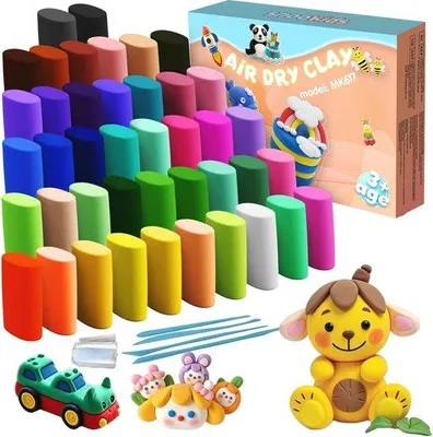 Productafbeelding van Boetseerklei voor Kinderen – Set van 42 Luchtdrogende Kleuren voor Creatief Speelplezier