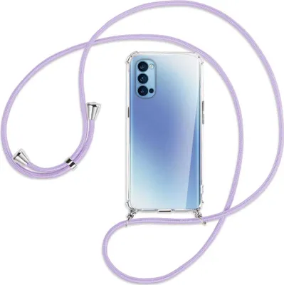 Produktbild von Handykette Backcover-Schutzhülle mit Band (Metall silberfarben) für Oppo Reno5 4G/5G - violett