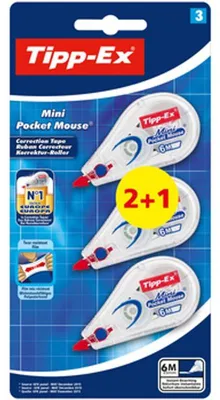 Produktbild von TIPP-EX Mini Pocket Mouse, Mehrfarbig, 5 m, 5 mm, Sichtverpackung, 3 Stück(e), Frankreich