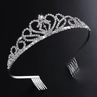 Produktbild von Kristallkrone als Tiara für die Braut, Prinzessinnen-Diadem zur Hochzeit, Vintage-Prinzessinnenkrone für Hochzeit, Geburtstag, Abschlussball, Brautparty, Weihnachten und Halloween-Kostüme