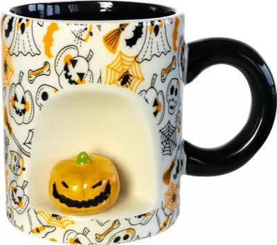 Produktbild von Halloween Motiv Tasse mit Mini Kürbis als Geschenkidee