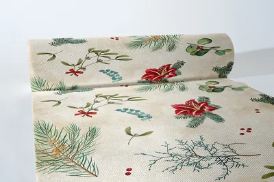 Produktbild von Airlaid Tischläufer Amaryllis, 40 cm x 24 m , 1 Stück - Mank - Weihnachten Floral Blume