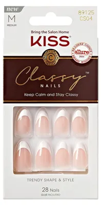 Produktbild von KISS Classy Press On Nägel - "Dashing" Hellweiß French nude mittellange Mandel