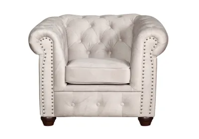Produktbild von Klassischer Chesterfield Sessel „Amore“ in Stoff Premium, 94x72x86 cm, Holzfüße – eleganter Retro-Look für Wohnzimmer & Büro