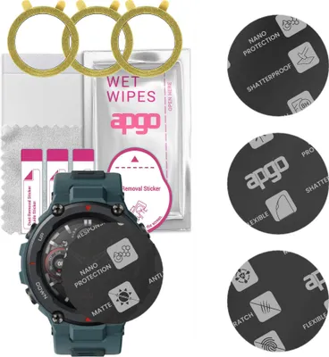 Produktbild von apgo 3 Stück Schutzglas, Matt, kompatibel mit Amazfit T-Rex Pro Smartwatch, Hybrid 8H, Ersatz für Hartglas, Displayschutzglas, Bildschirmschutz, Displayschutz, kratzfest