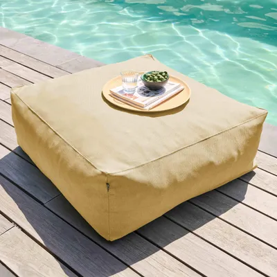 Image de Pouf de jardin pour canapé modulable jaune clair - Oviala Mixi