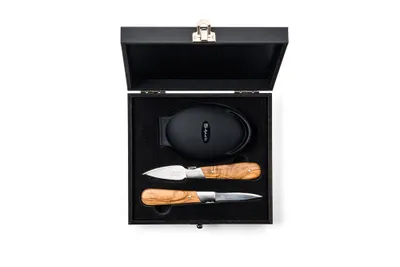 Produktbild von Laguiole Style de Vie Austernmesser mit Austernhalter Luxury Line Olivenholz