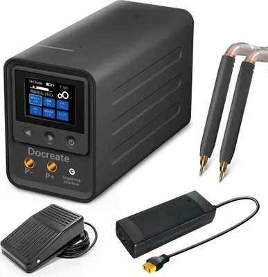 Produktbild von Punktschweißgerät - EU-Version - Leistung 10 kW, 1800 A - Doppelkondensator Energiespeicher - Farbdisplay 6,1 cm - Doppelpuls für 0,3 mm Nickelband - Rostrot