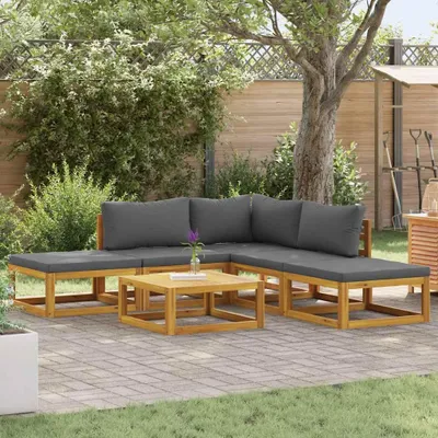 Image de vidaXL Ensemble de salon de jardin 6 pièces avec coussins en bois massif d'acacia