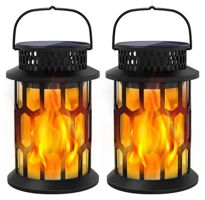 Produktbild von Solarleuchten Außen flackernde Flamme wasserdicht Solarlaterne für Garten Terrasse Hof 2er Set