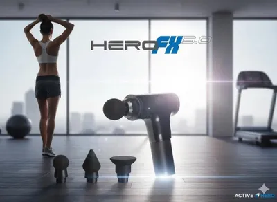 Immagine prodotto di Dispositivo di massaggio di Active Hero con 4 testine di massaggio e una potente batteria ricaricabile