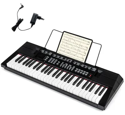 Produktbild von KOMFOTTEU Digitales Klavier mit 54 Tasten, Digitalpiano mit 200 Rhythmen, 200 Sounds und 60 Demos, elektronisches Keyboard mit Mikrofon und Notenpult, Schwarz