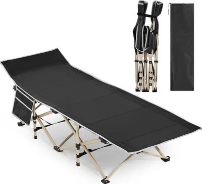 Produktbild von Yaheetech Feldbett Campingbett Camping Reisen Bett klappbar bis 150kg belastbar mit Transporttasche 186 x 66 x 52 cm Schwarz