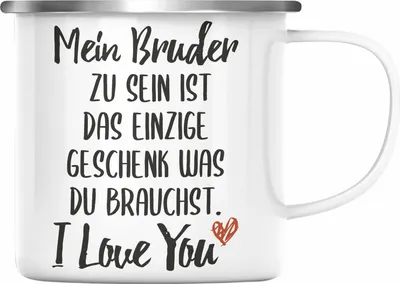 Produktbild von Trendation - Bruder Schwester Emaille Tasse Geschenk von Bruder Geschenkidee für Geschwister Emaille Emaille Tasse (Silber)