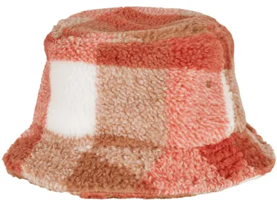 Image de Chapeau Bucket à carreaux Sherpa, blanc/toffee