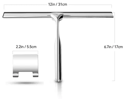 Imagen del producto de Limpiacristales para ducha, acero inoxidable, 30 cm, silicona, sin necesidad de taladrar, ideal para baños y ventanas