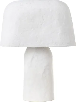 Produktbild von BELIANI Tischlampe Weiß aus Pappmaché Handgefertigt Modernes Design Tischleuchte Nachttischlampe Wohnaccessoires