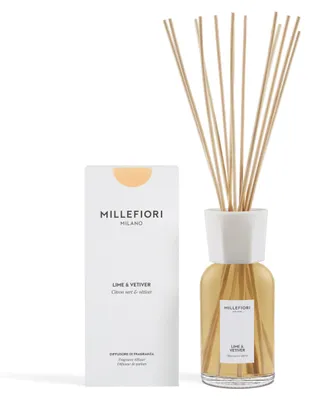 Image de Diffuseur d'ambiance Millefiori Milano, senteur citron vert et vétiver, avec bâtonnets (77DILR)