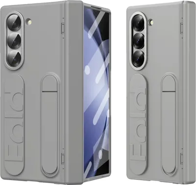 Image de Etui avec sangle pour Samsung Galaxy Z Fold 5 avec protection d'écran intégrée, support et protection de la charnière Gris