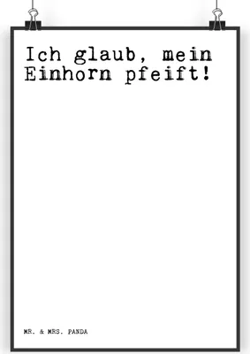 Produktbild von Mr. & Mrs. Panda Bild Ich glaub, mein Einhorn... DIN A3 - Weiß - Geschenk, lustig, drucke, Einhorn, Wandbild, Spruch Sprüche Weisheiten Zitate Weisheit Worte, wanddeko